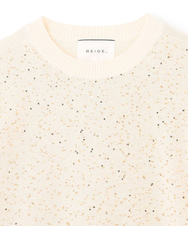 BEIGE， 【洗える】FENNEL / コットンスパンコール半袖ニット Meringue