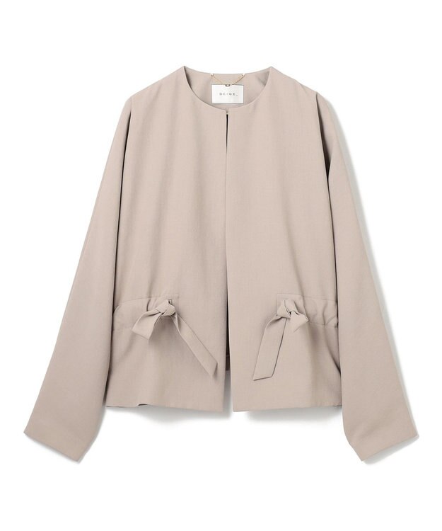 BEIGE， 【洗える・VERY3月号掲載】PORDIC / ノーカラードルマンジャケット Taupe