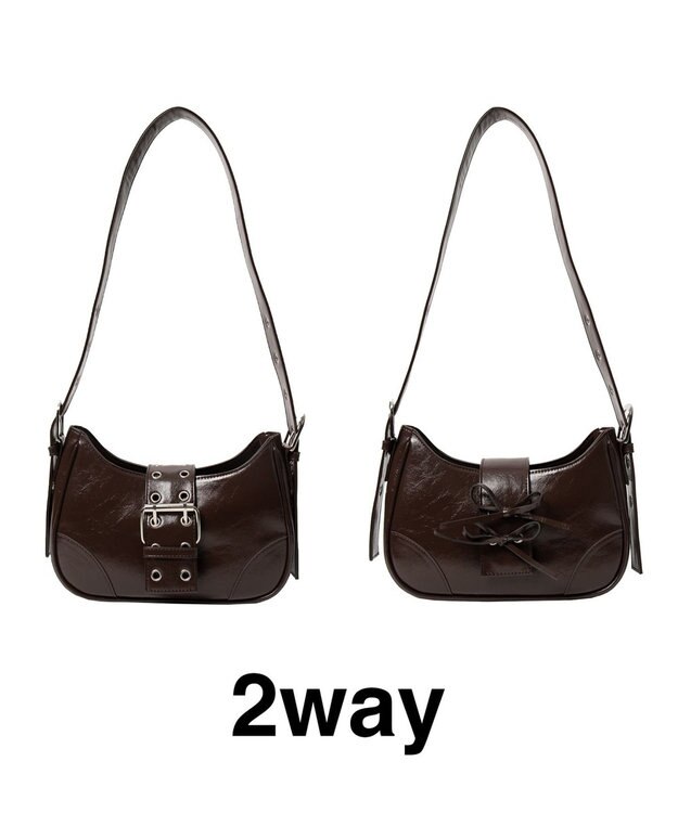 WEGO マルチWAYハーフムーンベルトバッグ ダークブラウン