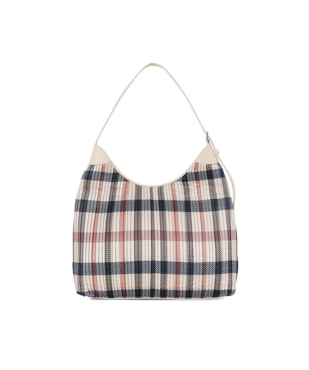 DAKS 【軽量】ポリエステル ハウスチェック ホーボーショルダーバッグ ベージュ