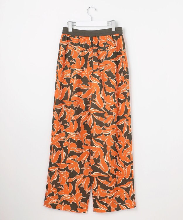 自由区 シアーカラミプリントワイド パンツ ブラウン×オレンジ