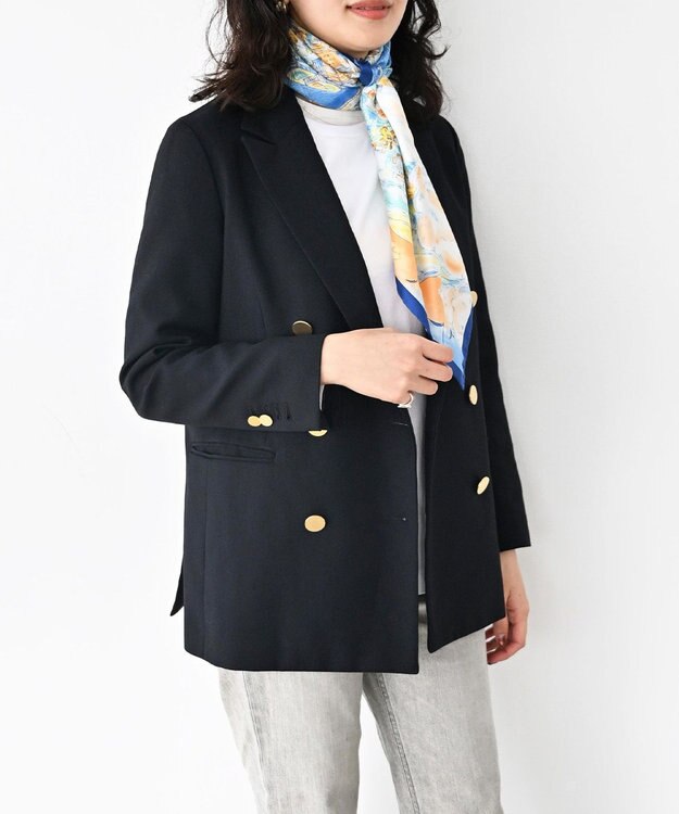 Marca 【伝統横濱スカーフ】YOKOHAMA MINATOMIRAI  大判 シルクツイル スカーフ ブルー