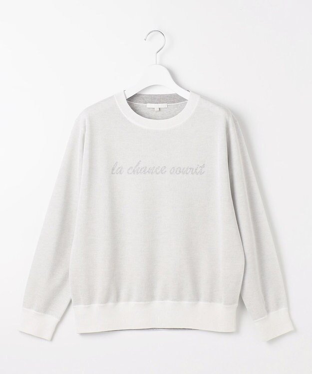 自由区 L グラフィックジャカード ニット オフ×グレー