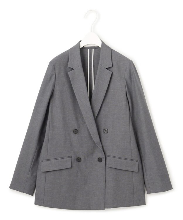 ICB 【接触冷感・UVケア・撥水・洗える】LooseWeave ダブルブレストジャケット チャコール系