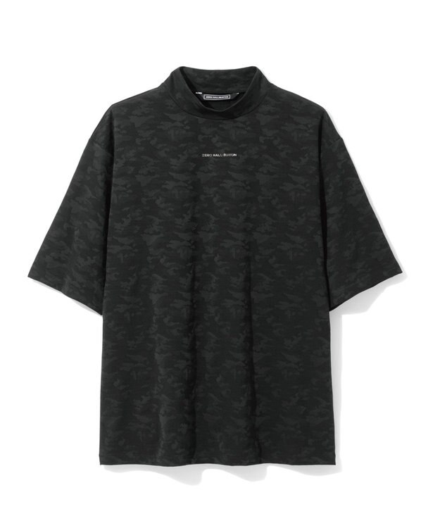 ZERO HALLIBURTON カモフラージュ柄 ジャガードモックネックシャツ ZHG-A4A 2a 82852 ゴルフウェア ブラック