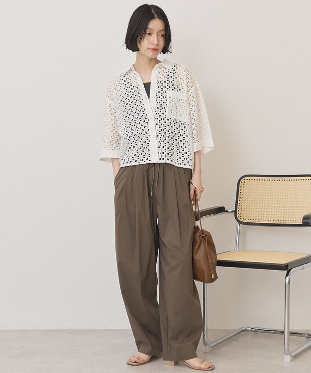 AMERICAN HOLIC 刺繍ショート半袖シャツ Off White