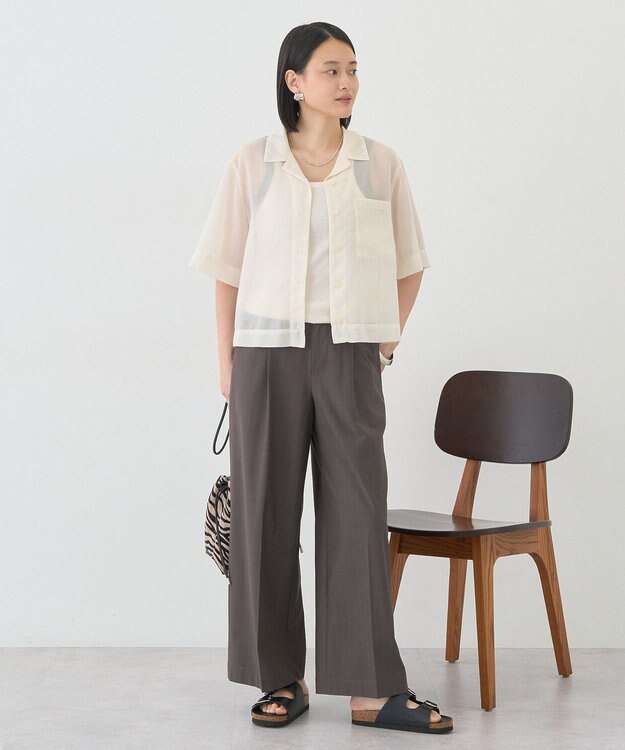 AMERICAN HOLIC シアーショート丈開襟シャツ Ivory