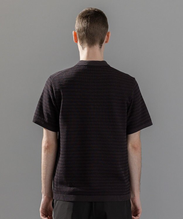 JOSEPH HOMME 【洗える】ジオメトリックボーダー　ポロニット ダークブラウン系3