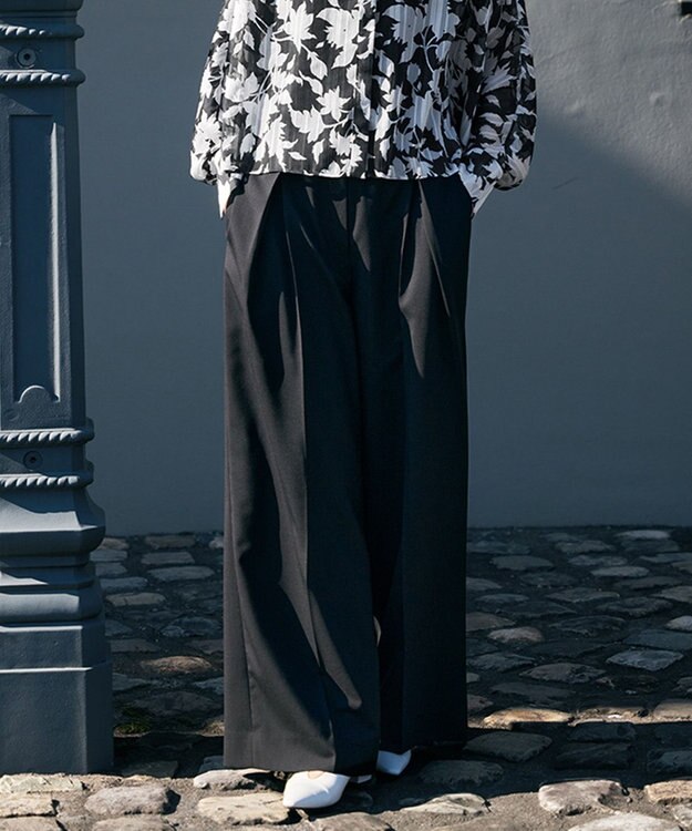 ICB ドライクールトロ クロスタックワイドパンツ ブラック