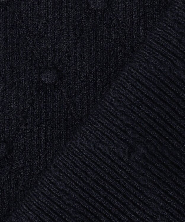 組曲 L 【先行予約・WEB限定】ポップコーンアーガイル5分袖 ニット ネイビー系