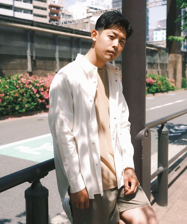 SHARE PARK MENS 【UVカット・撥水・ストレッチ】イージーデニムレギュラーカラーシャツ アイボリー系