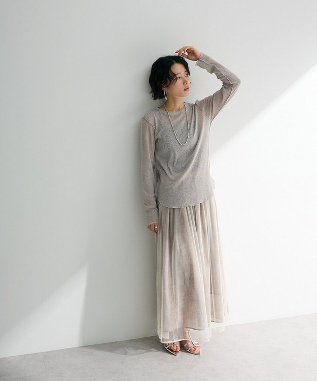 Green Parks SET2点マーブル柄＋チュールスカート Ivory