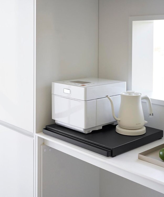 tower キッチン家電下スライドテーブル タワー ブラック ブラック