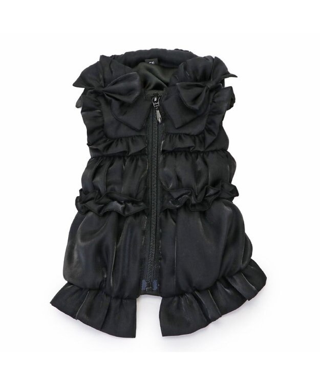 PET PARADISE cherircouture リボン ギャザーベスト 《ブラック》 小型犬 ブラック
