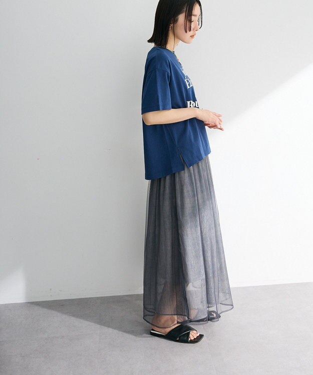 Green Parks SET2点マーブル柄＋チュールスカート Charcoal Gray