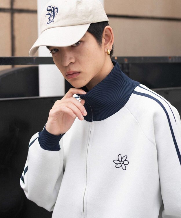 WEGO 【ユニセックス着用ITEM】ライントラックニットジャケット ホワイト