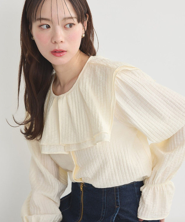 earth music&ecology ２ＷＡＹスクエアラッフルカラーブラウス Yellow