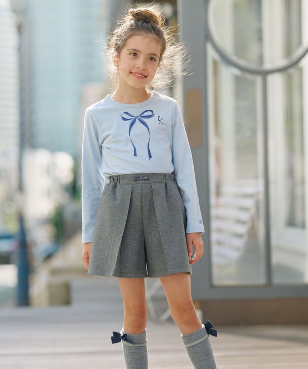 組曲 KIDS 【150-160㎝】ダンボールニット ショートパンツ グレー系