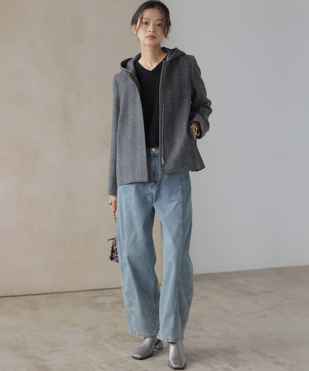 組曲 L 【加藤ローサさん着用】ライトデニムカーブパンツ ブルー系