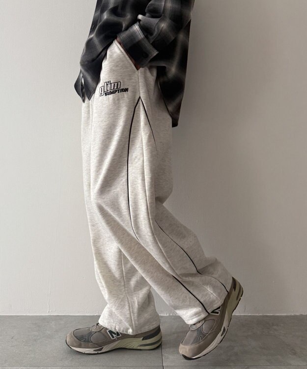 WEGO 【ウエストゴム】パイピングスウェットパンツ ホワイト