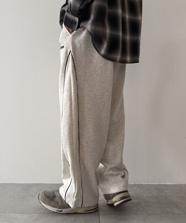 WEGO 【ウエストゴム】パイピングスウェットパンツ ホワイト