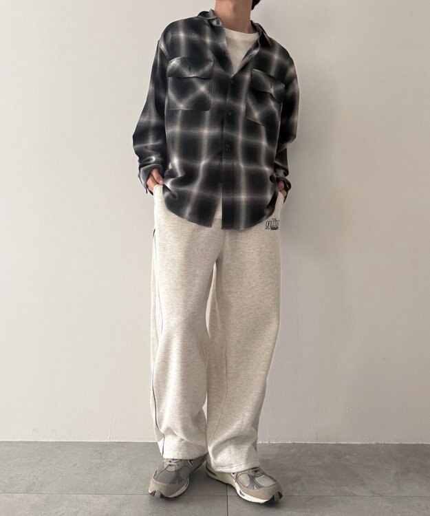 WEGO 【ウエストゴム】パイピングスウェットパンツ ホワイト