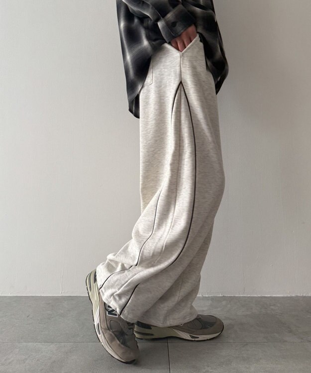 WEGO 【ウエストゴム】パイピングスウェットパンツ ホワイト