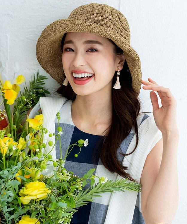 Tiaclasse ナチュラルな風合いのアンダリミックスクロシェハット キャメル