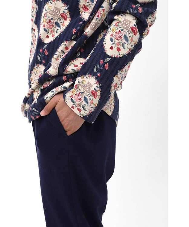 WACOAL ワコール_リラックス＆スリープ パジャマ 長袖 長ズボン 綿100％(本体) スムース素材 上下セット かぶりタイプ ミントン NDW418 /ワコール コン