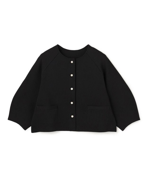 UNFILO L BEAUTY FORM KNIT パールボタン カーディガン ブラック
