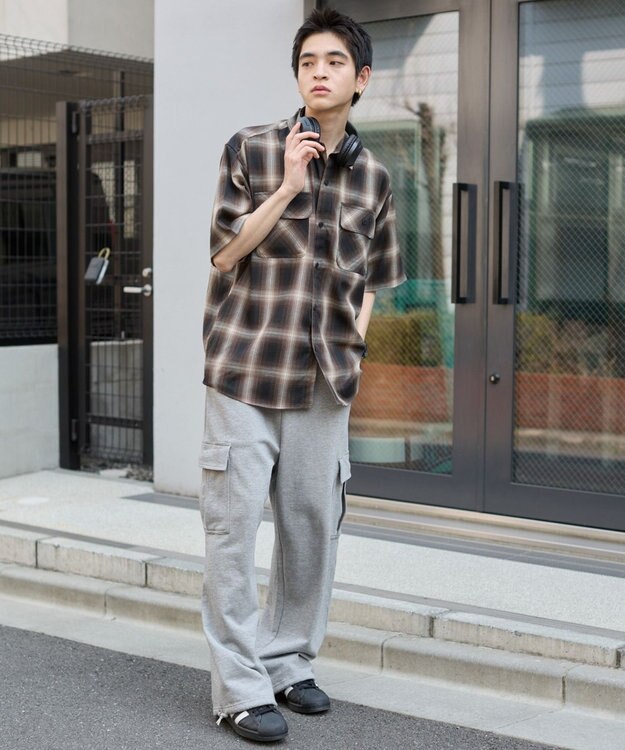 WEGO 【ユニセックス着用ITEM/SMLサイズ展開】オンブレチェックシャツ（SS） 柄3