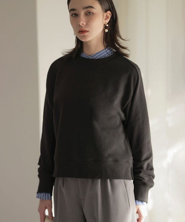 組曲 マシュマロタッチ裏毛 プルオーバー ブラック系