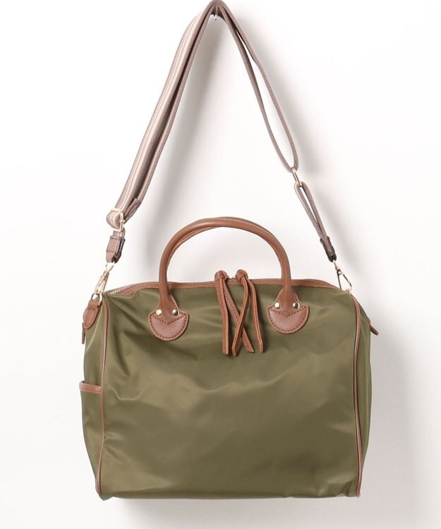 UNBILLION ペルケ perche / ナイロン牛革付属テープショルダー2wayボストンL カーキ