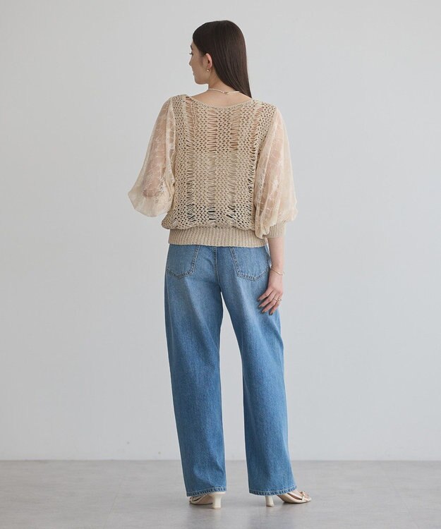 YECCA VECCA 【archive】テープヤーン袖レースプルオーバー Beige