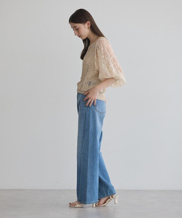 YECCA VECCA 【archive】テープヤーン袖レースプルオーバー Beige