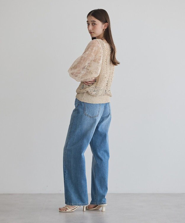 YECCA VECCA 【archive】テープヤーン袖レースプルオーバー Beige
