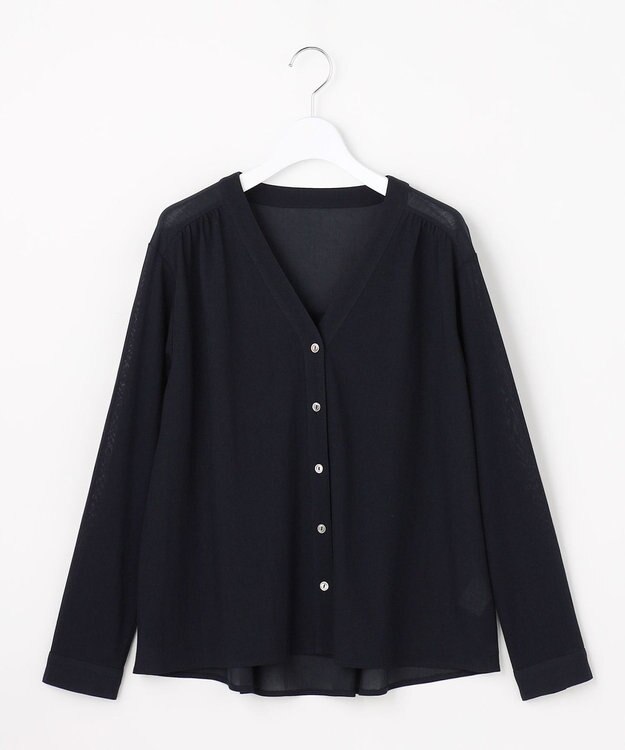 J.PRESS LADIES 【冷房対策に】シアードライトリコット Vネック カーディガン ネイビー系