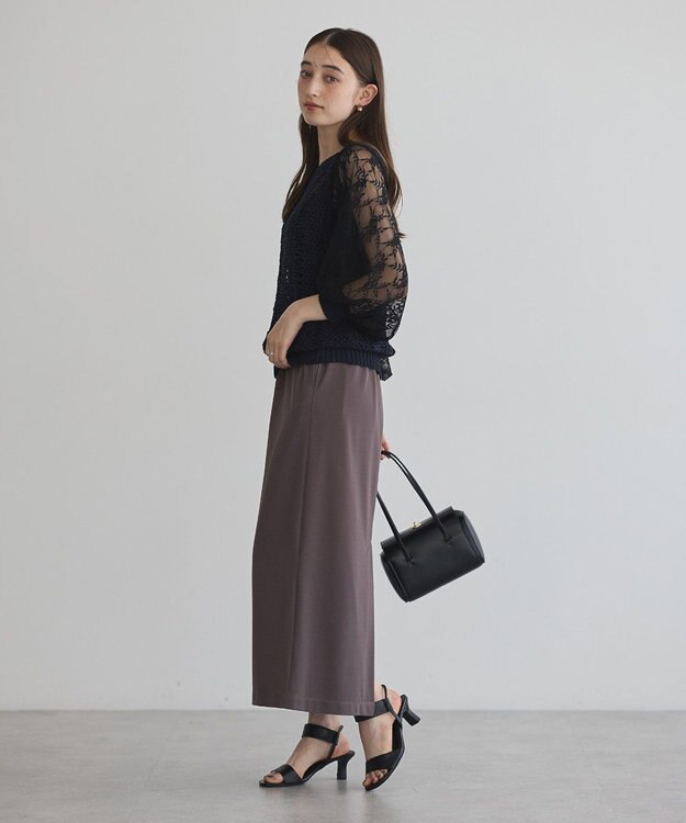 YECCA VECCA 【archive】テープヤーン袖レースプルオーバー Navy