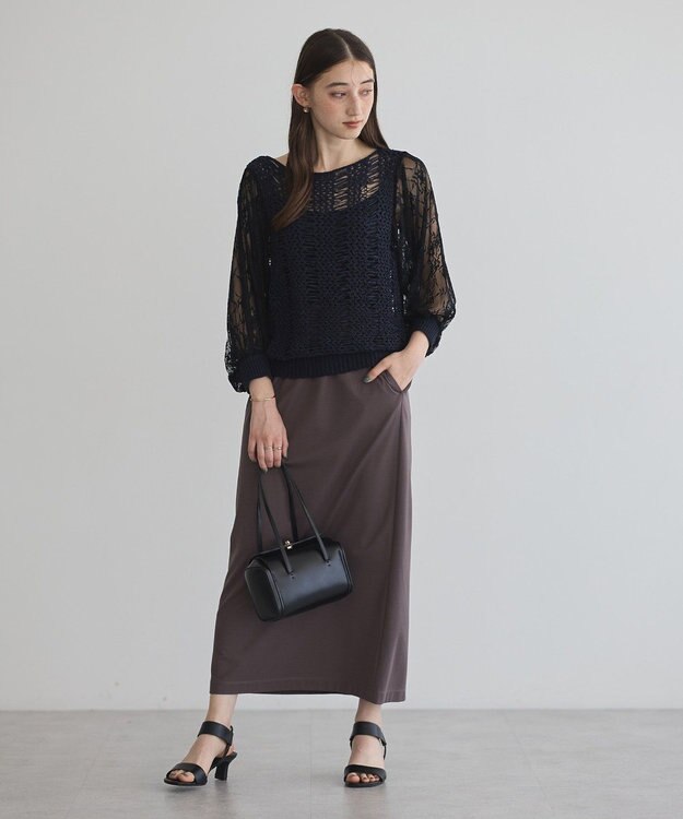 YECCA VECCA 【archive】テープヤーン袖レースプルオーバー Navy