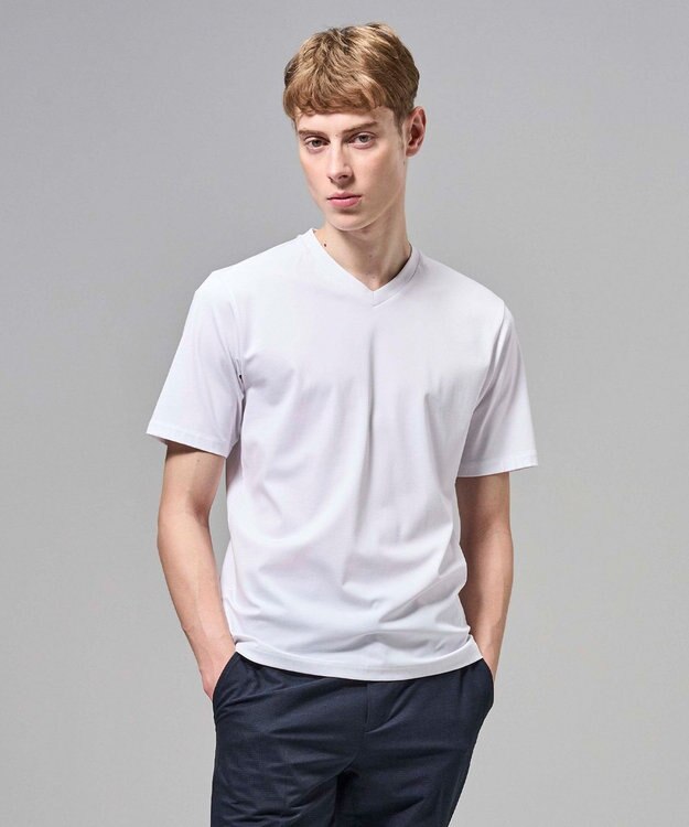 JOSEPH HOMME 【新色追加】ハイゲージベアスムース　VネックＴシャツ ホワイト系