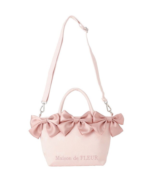 Maison de FLEUR リボンジャカード2Wayミニトートバッグ Pink