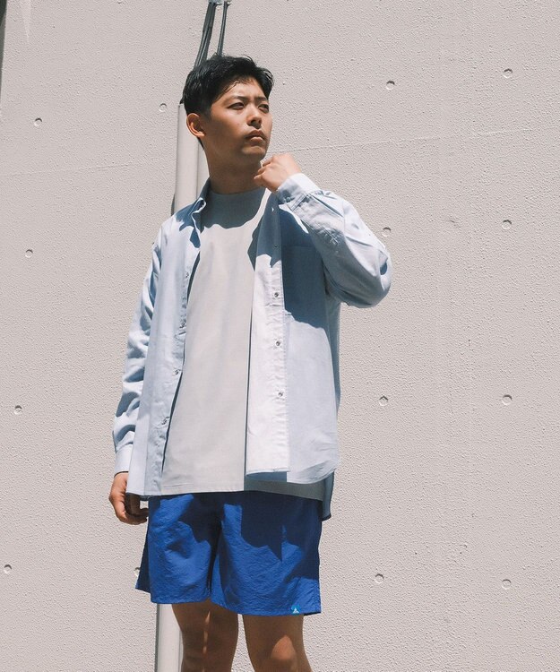 SHARE PARK MENS 【UVカット・撥水・ストレッチ】イージーデニムレギュラーカラーシャツ サックスブルー系