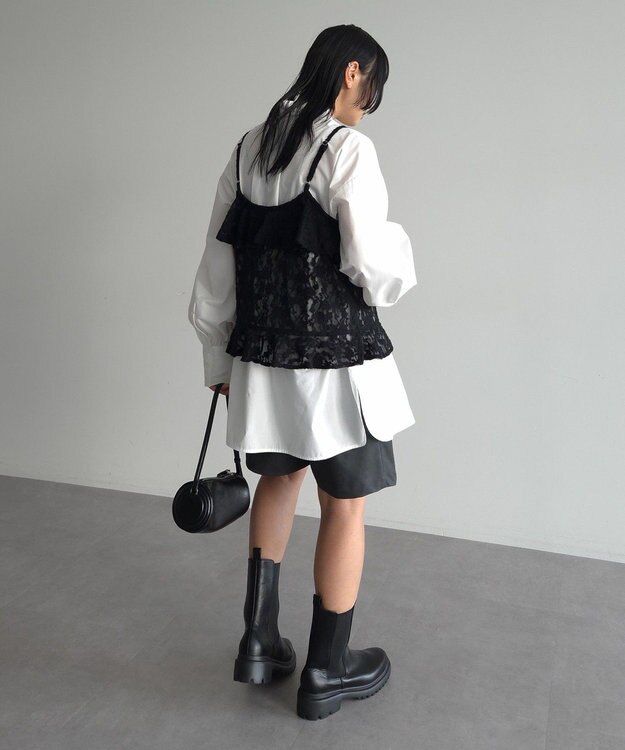 Green Parks レースフリルキャミビスチェ Black