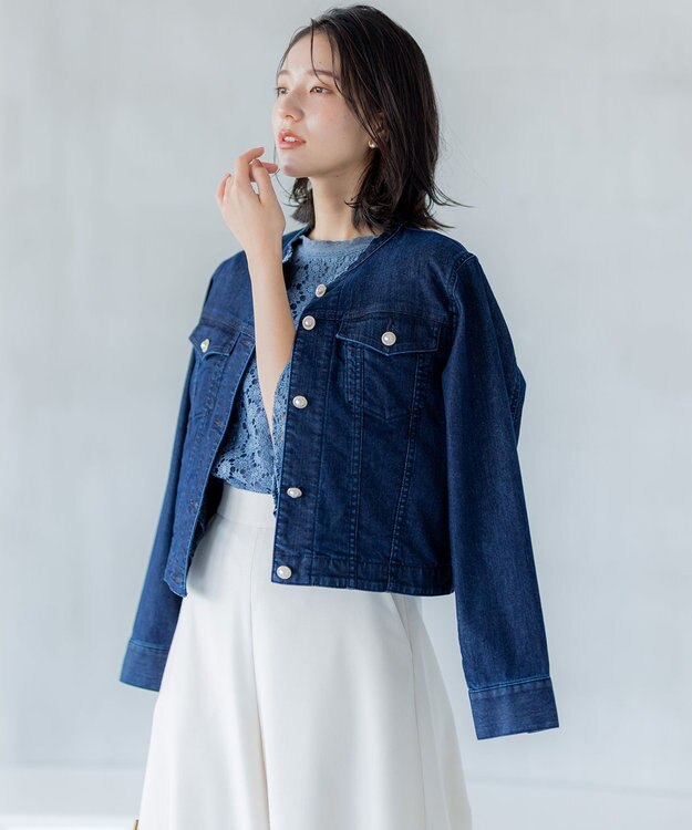 組曲 S 【23AW】パールボタンデニム ジャケット ネイビー系