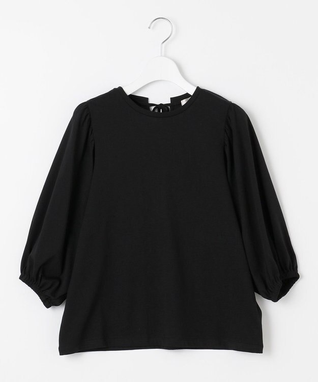 Feroux 【UVケア】バックリボンボリュームスリーブ Tシャツ ブラック系