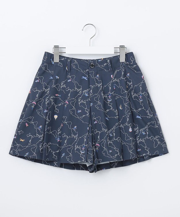 23区GOLF 【WOMEN】ワールドマップ柄 ボックスプリーツ入り キュロットスカート ネイビー系5