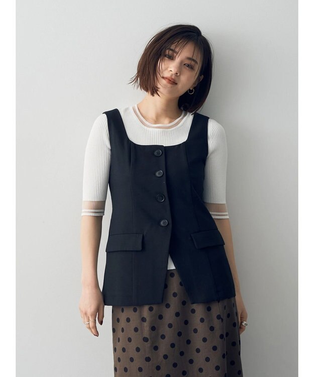 YECCA VECCA リネンライクビスチェベスト Black