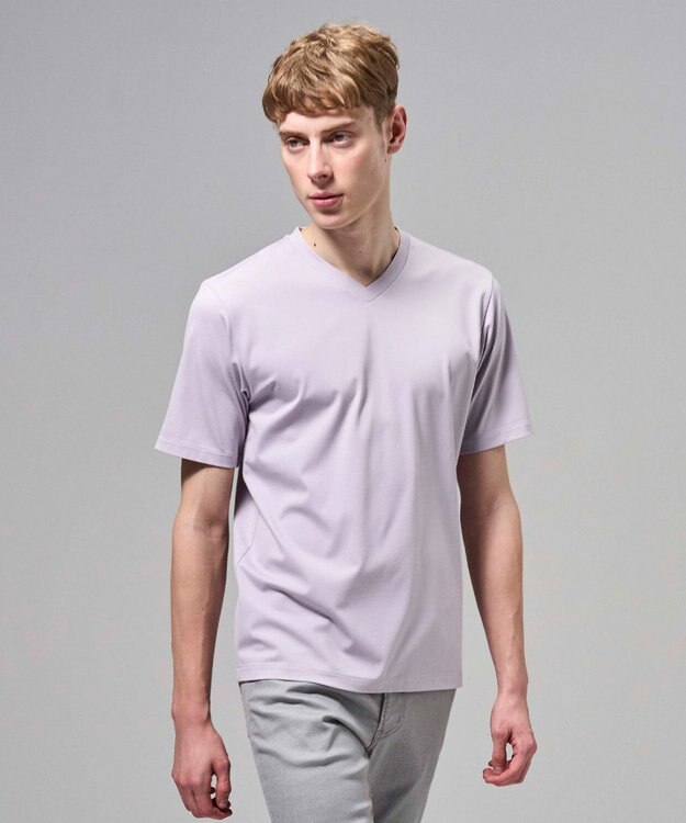 JOSEPH HOMME 【新色追加】ハイゲージベアスムース　VネックＴシャツ ライラック系