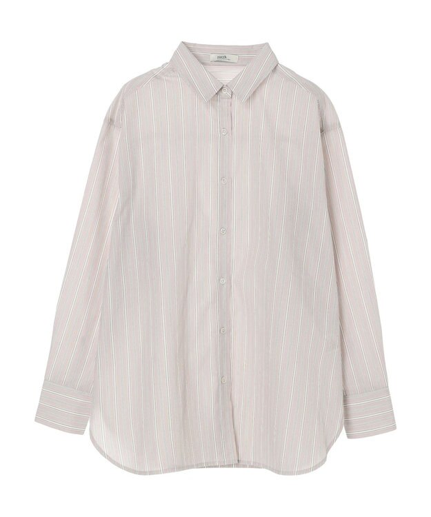 earth music&ecology レギュラーカラーシャツ Stripe Beige