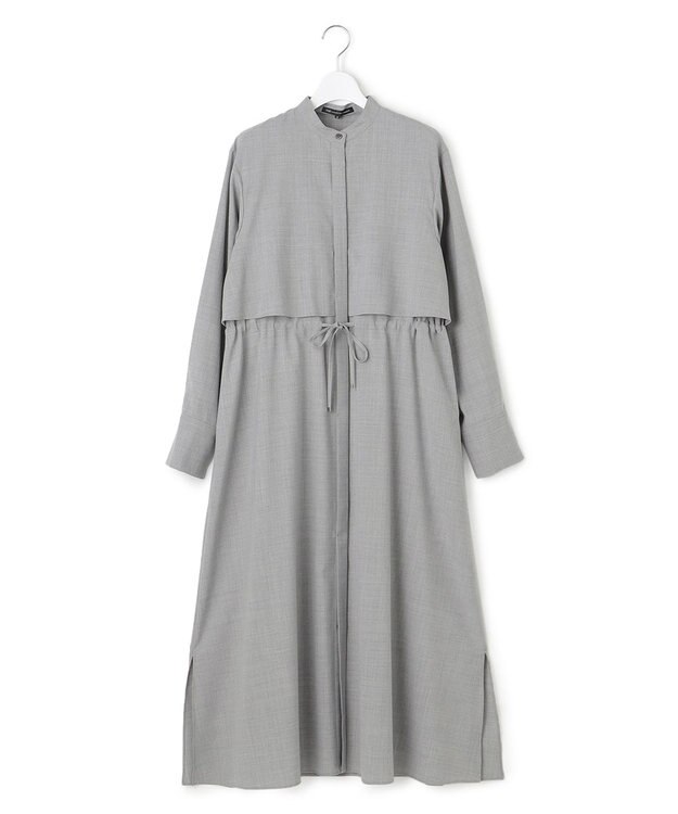 23区 【洗える】TWマットクロス シャツワンピース ライトグレー系